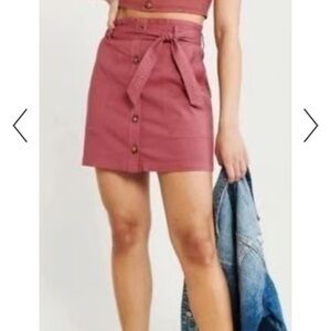 Abercrombie & Fitch Pink Tie Front Mini Skirt